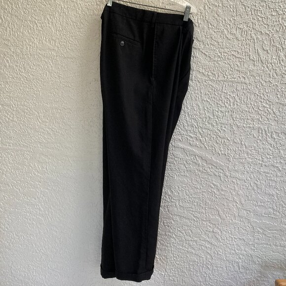HAGGAR BLACK PANTS 36x30 MEN Classic Fit Machine Wash Polyester CUFFED - Picture 1 of 8